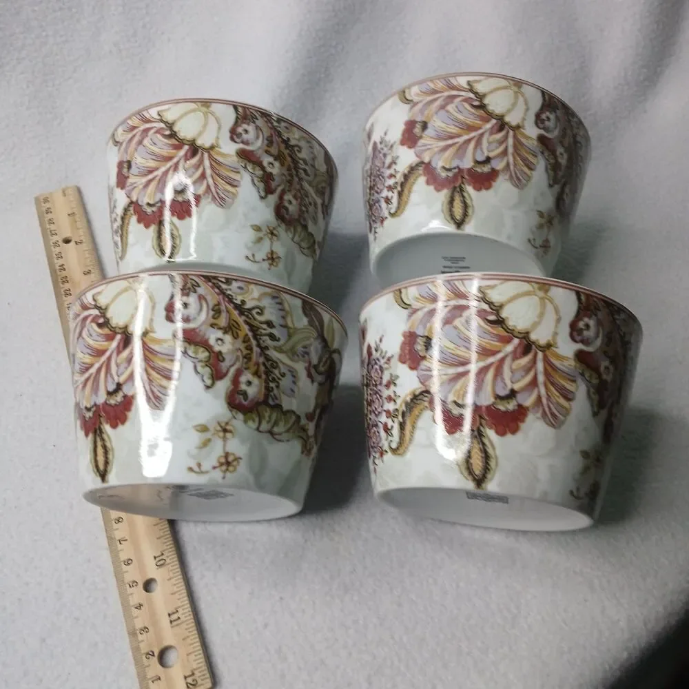 4 Gabrielle Cream Individual Appetizer Bowls Porcelain 222 Fifth Discontinued